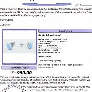 1.12ct Gold Blue Opal Earrings 14k Solid Gold